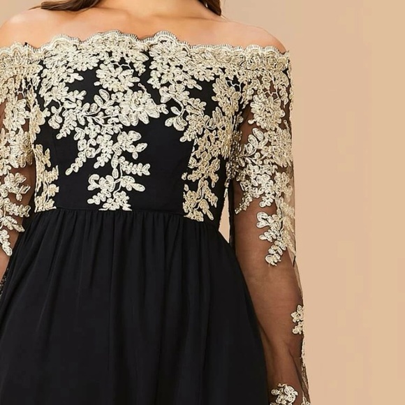 Black with gold embroidery dress - Picture 1 of 3